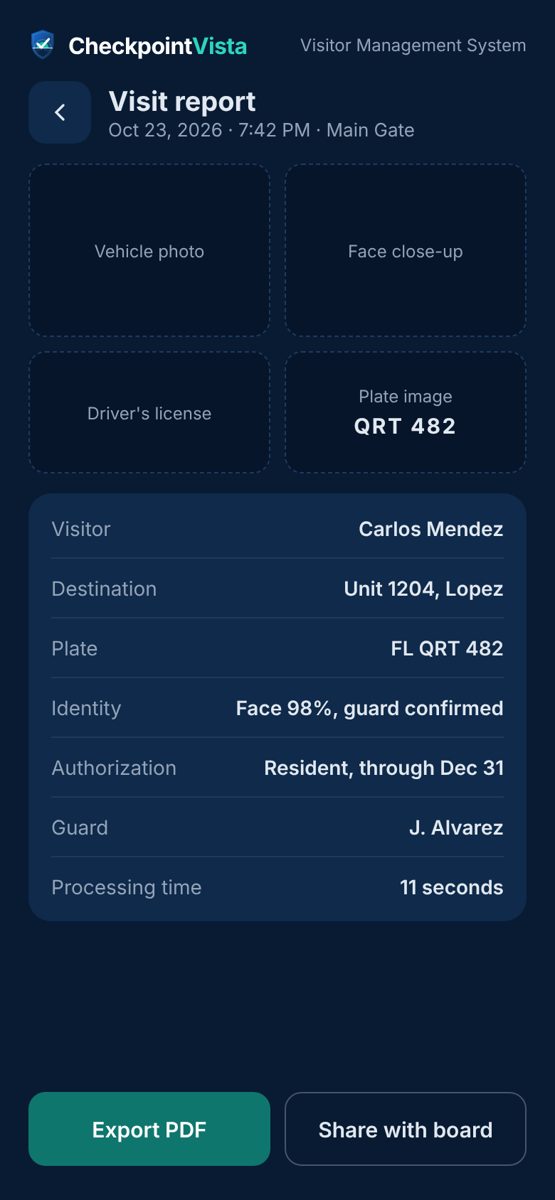 One-page visit report on a phone